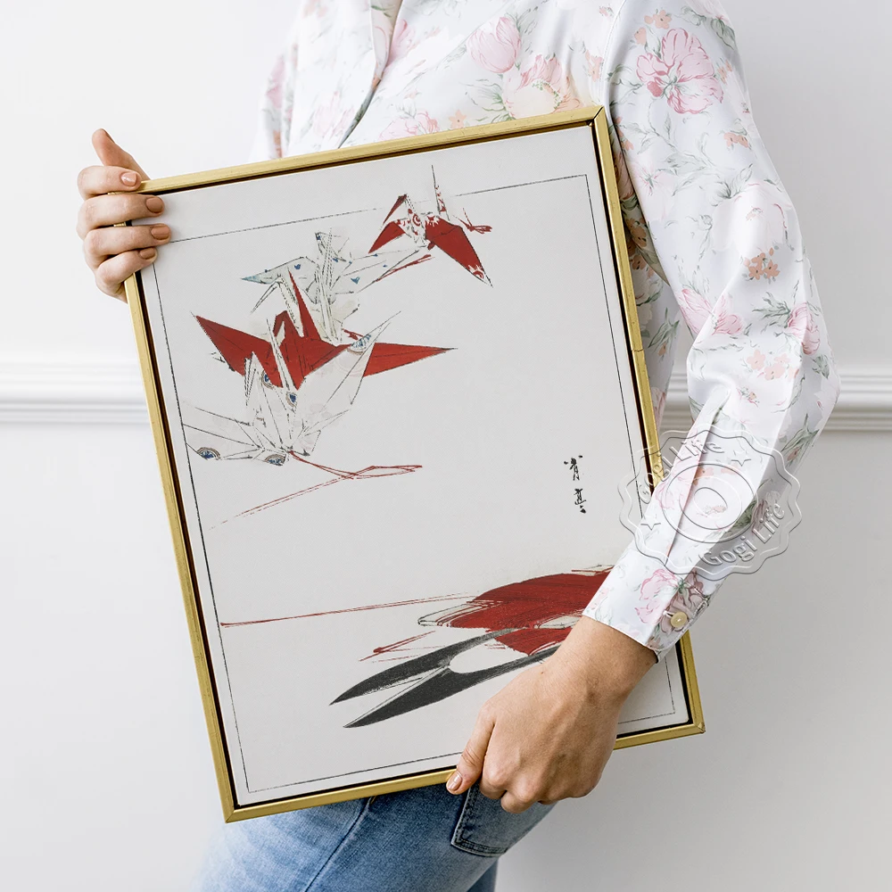 Азия винтажная птица иллюстрация оригами настенный художественный плакат, Декор для дома офиса спальни, Современное украшение плаката