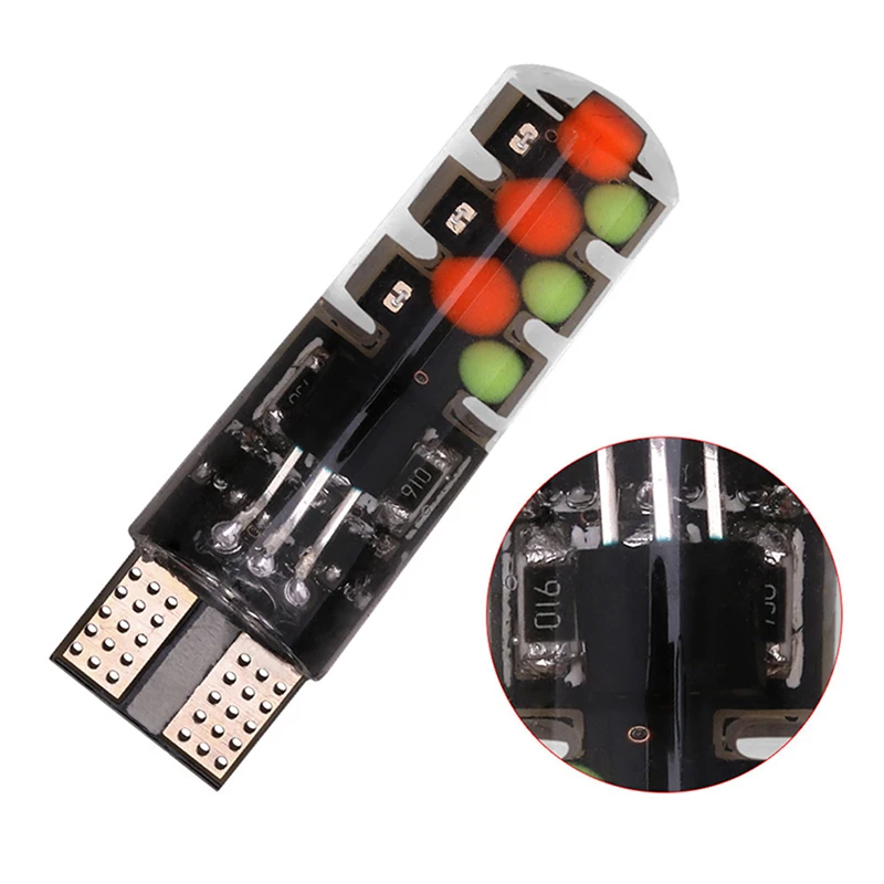 2pcs T10 COB RGB LED 6SMD Car Wedge Side Multicolor Light Bulbs Remote Contro