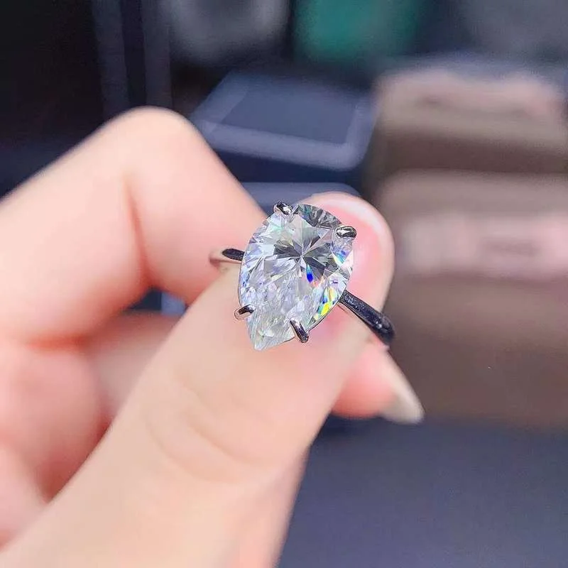 

YULEM Simple 5ct Moissanite Ring for Wedding D Color Moissanite Wedding Ring Soild 925 Silver Moissanbite Jewelry