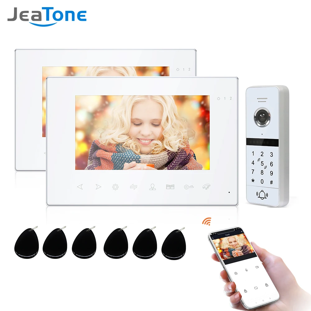 Jeatone Wirelss Tuya 1080P Video Intercom for Home With IR Doorbell Support Motion Password Unlock Detection Access Control