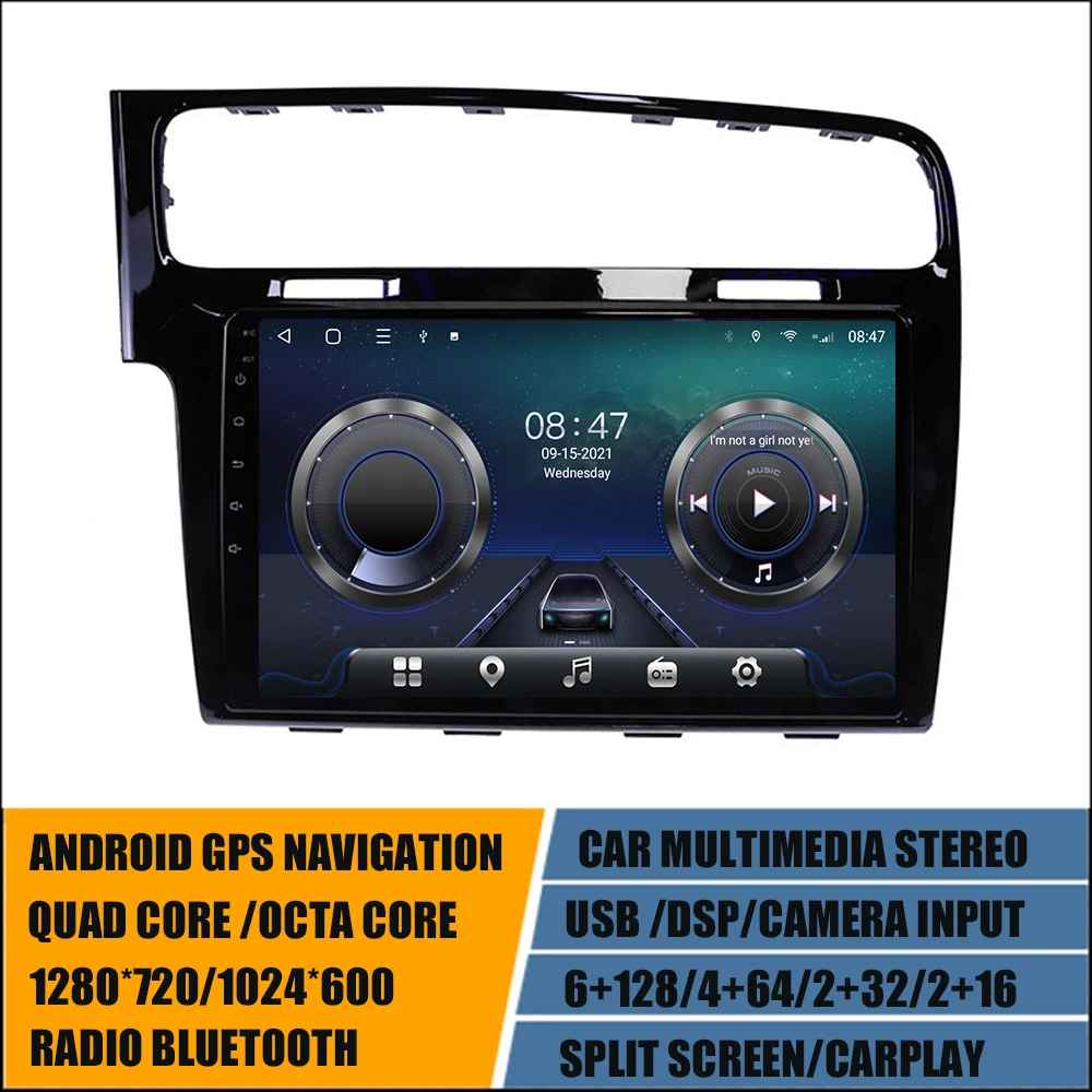 10'' Car Radio Navigation for VW Golf 7 MK7 2013-2017 Android 11 GPS Player AutoRadio Multimedia Stereo 2 Din DSP Carplay 6+128G