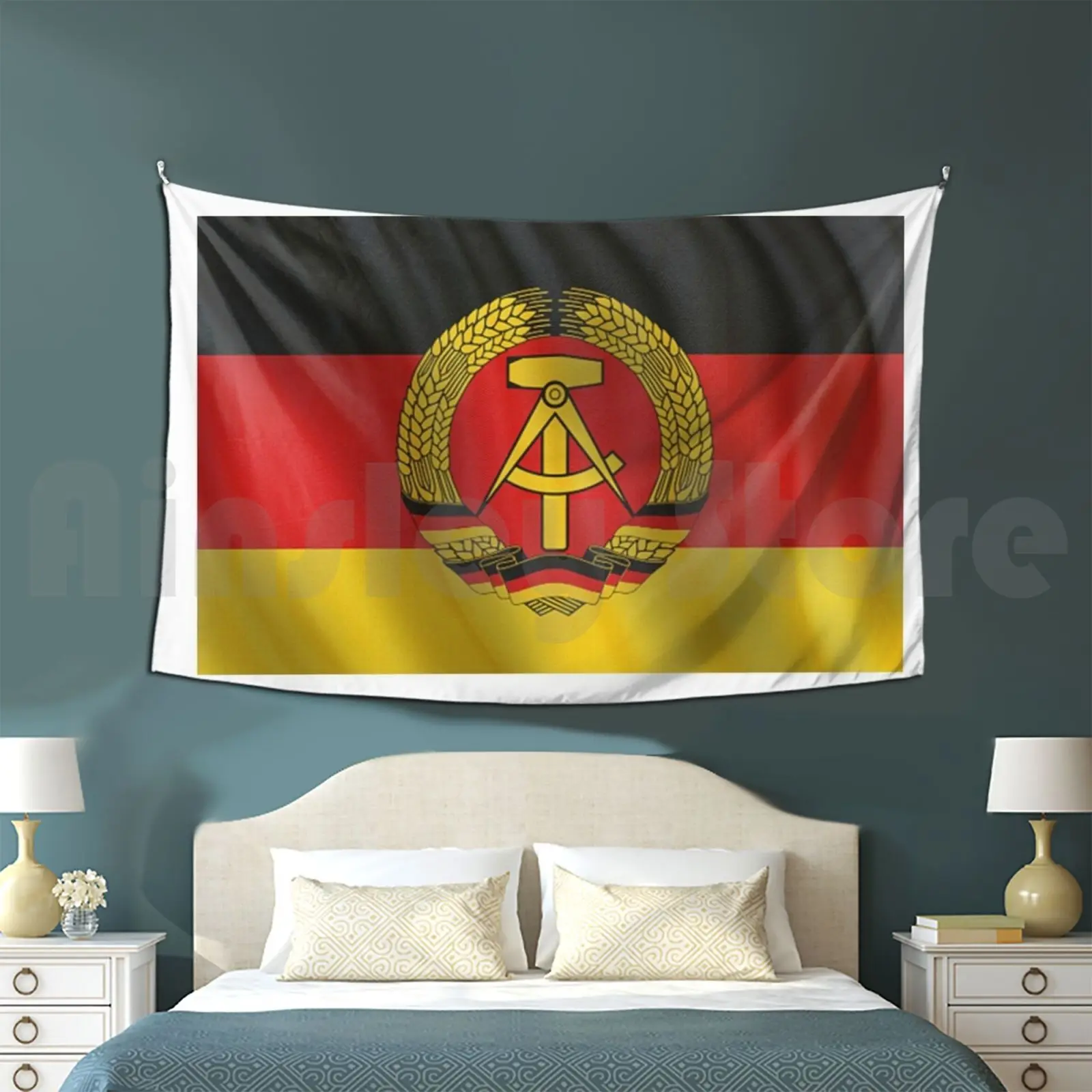 Gdr Flag / Flag Motif / Gdr East German Flag Design Tapestry Living Room Bedroom Nostalgia Of Gdr Gdr East Germany