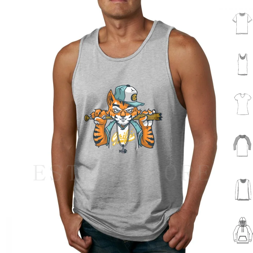 Tiger , Tiger King Tank Tops Vest Sleeveless Tiger Sugar Mustard Tiger Visual Arts Colored Tiger Carton Tiger Tiger