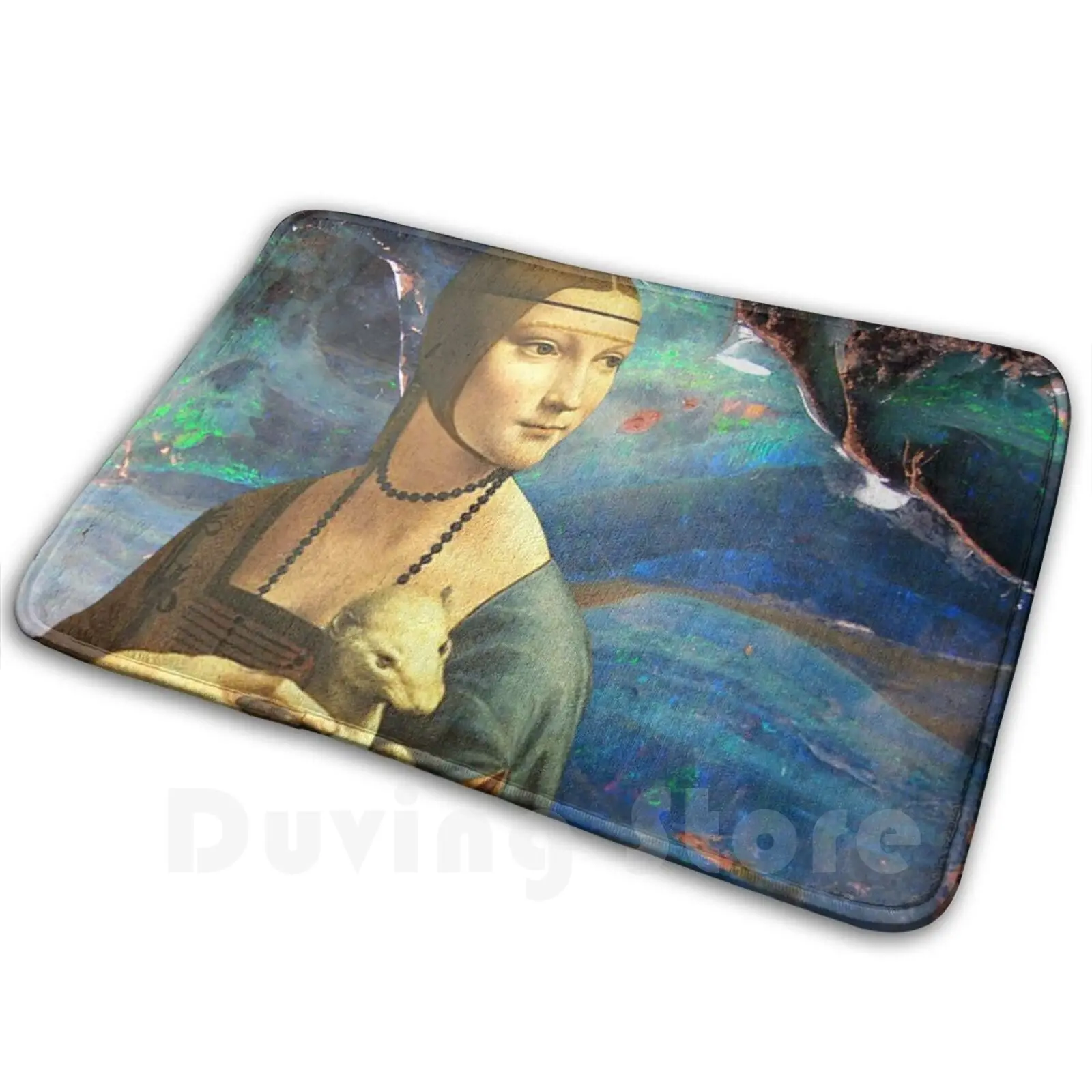 Dama Con L'ermellino Carpet Mat Rug Cushion Soft Leonardo Da Vinci Dama Ermellino Lady With An Ermine