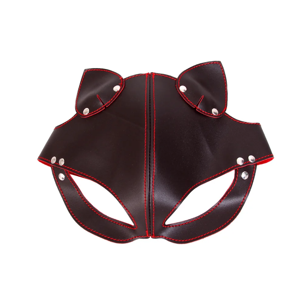 Cosplay Sexy Leather Fox Mask Hood BDSM Fetish Binding Erotic Mask Halloween Party Eye Mask Sexy Clothing Accessories