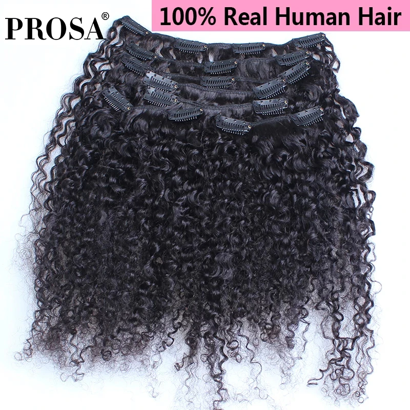 3B 3C-extensiones de cabello humano brasileño Remy, pelo Natural, Color Natural, Afro, rizado