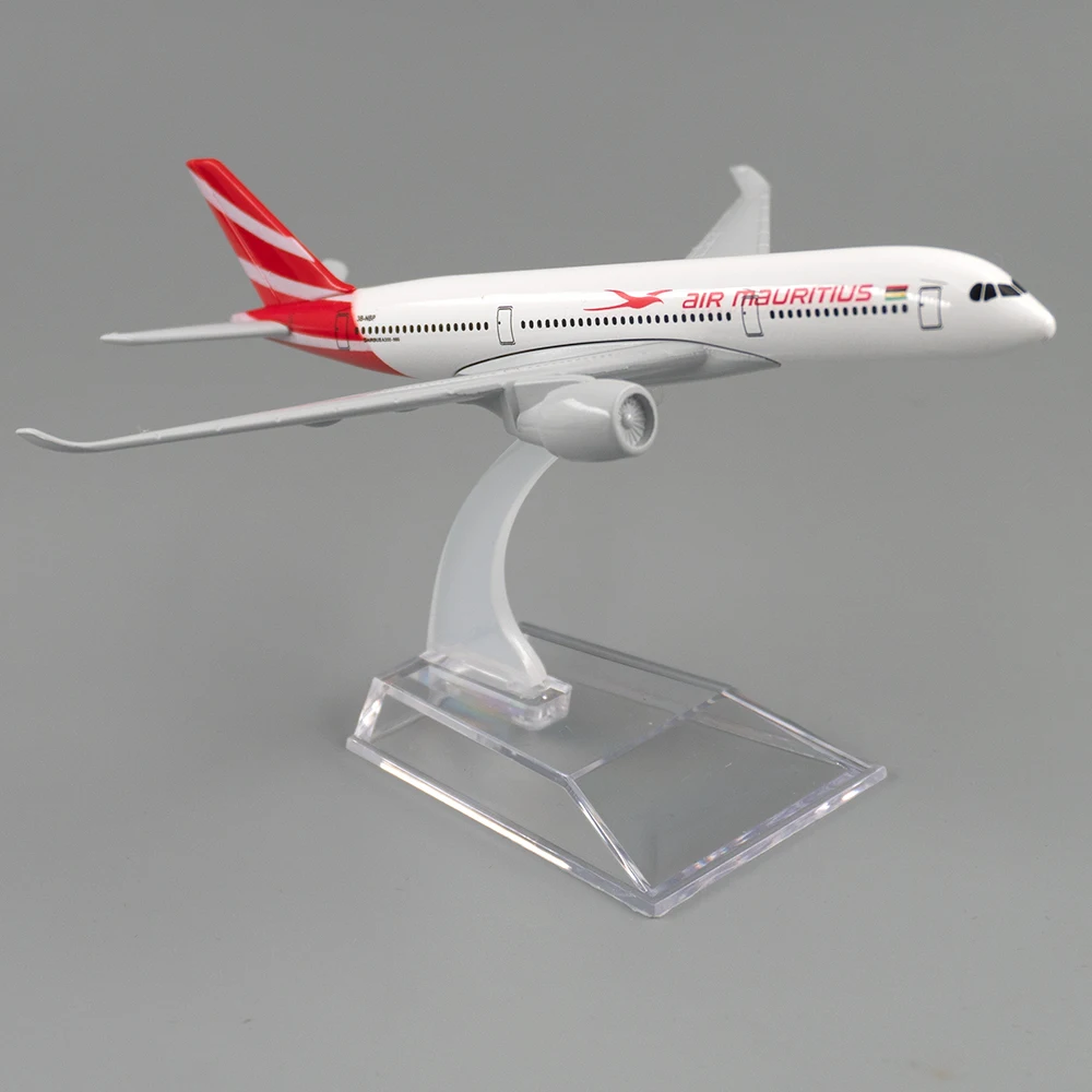 1/400 Airbus A350 Air Mauritius Miniature Aircraft Model 16cm Alloy Airplane Toy Children Kids Gift for Collection Decoration