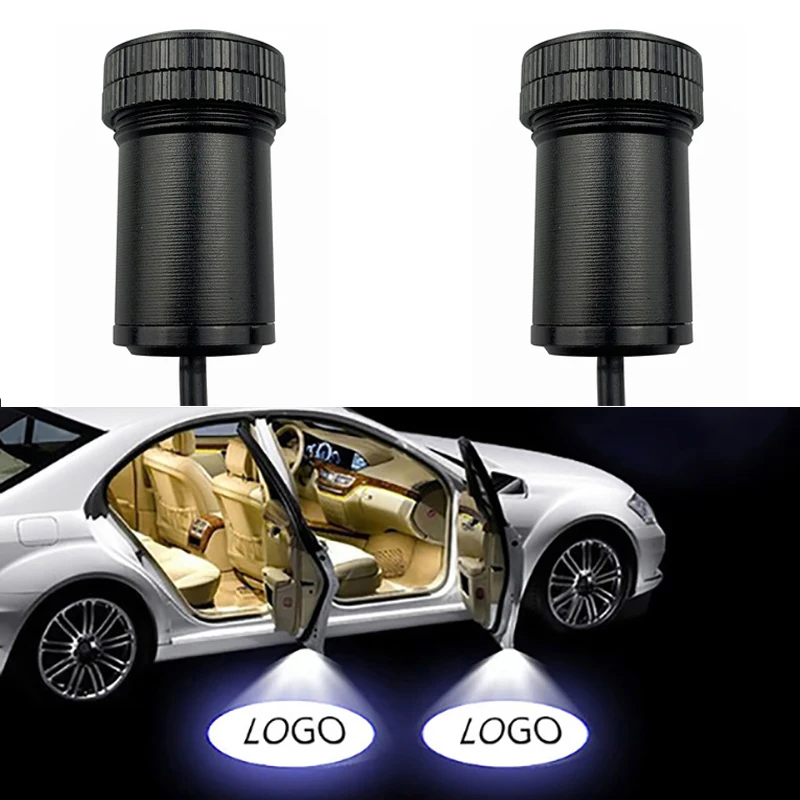 2pcs Universal Car Door Decor Ghost Shadow LED Welcome Laser Projector Night Light Car Interior Lamp Accessories Ornaments Kits