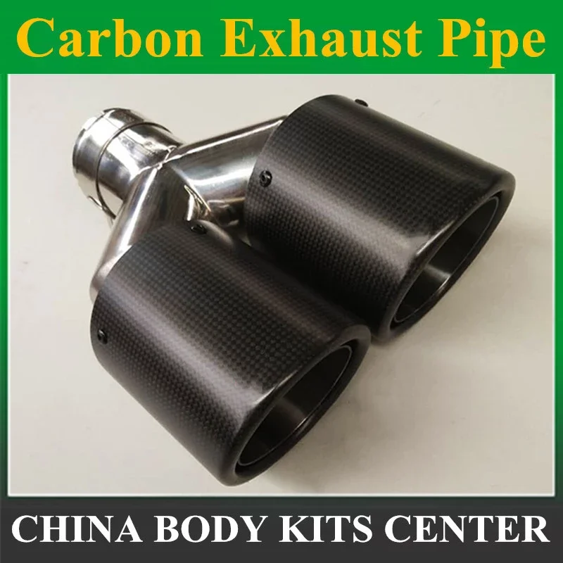 Exhaust Tip For Akrapovic Carbon Fiber Stainless Car Muffler Double Y Universal Exhaust Dual Pipes Car Accessories