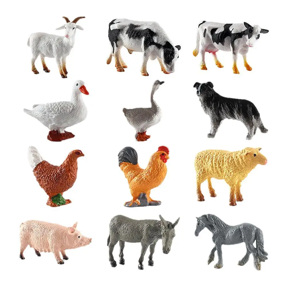 Mini Farm Animal Figurines Wild Lion Simulation Animals Tiger Elephants Action Figures Wild Model Educational Toys Gifts