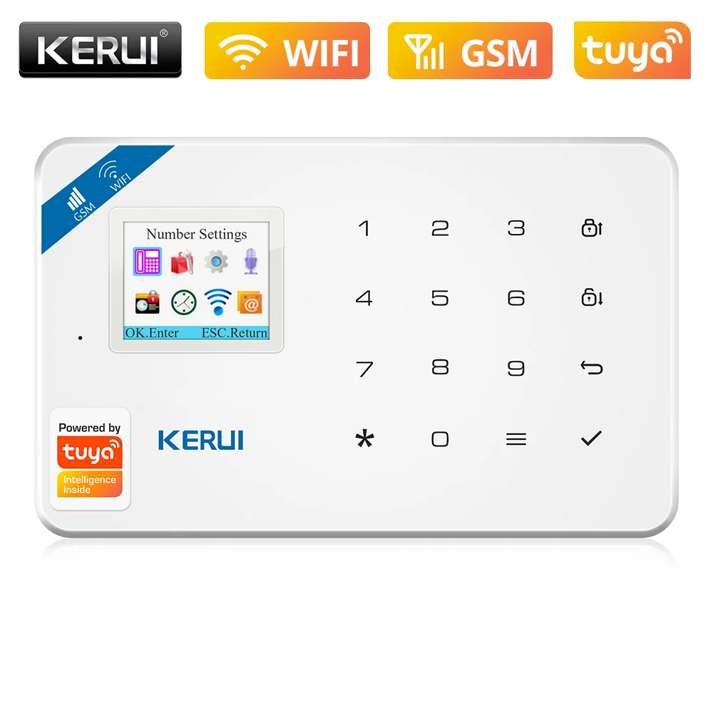 KERUI W181 Smart Home Security Alarm System Wireless WiFi GSM Tuya Control App Color Screen Operation Voice Prompt Host