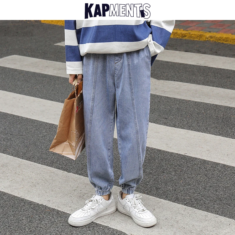 KAPMENTS Men Streetwear Hip Hop Straight Jeans 2023 Vintage Male Japanese Baggy Denim Pants Man Fashions Black Loose Harem Pants