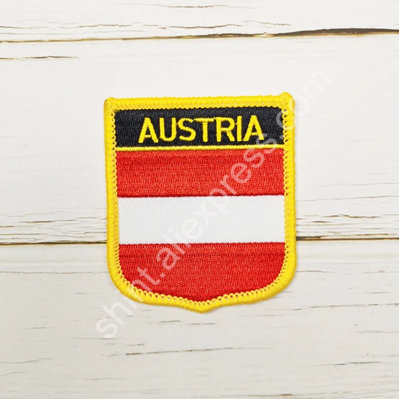 Austria  National Flag Embroidery Patches Badge Shield And Square Shape Pin One Set On The Cloth Armband   Backpack  Decoration