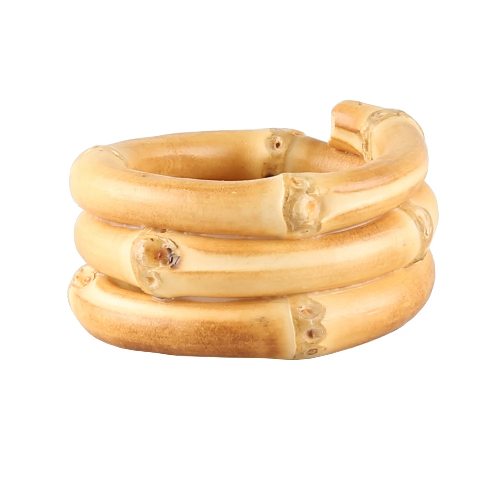 

Nilerun Restaurant Handmade Small Round Circle Three Rings Wide Wood Bamboo Root Triple Napkin Ring