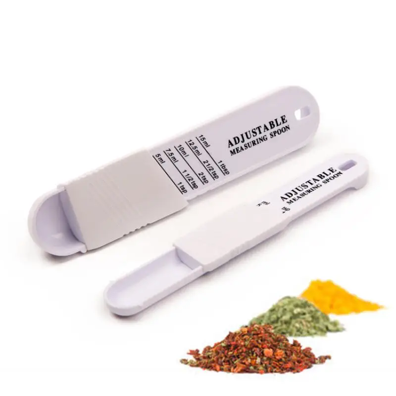 2PCS DIY Kitchen Bar Tool Adjustable Plastic Measuring Spoon Coffee Spoon Seasoning Combination Can hold any powder seasoning