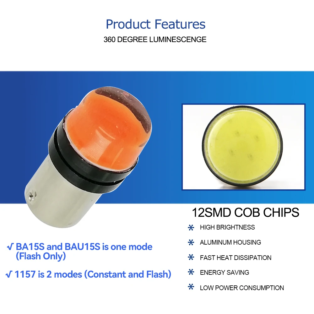 LED Car Strobe Lights 1156 BA15S P21W BAU15S 1141 1003 PY21W 1157 2357 7528 LED Bulbs Flash Light 2Modes White Red Amber