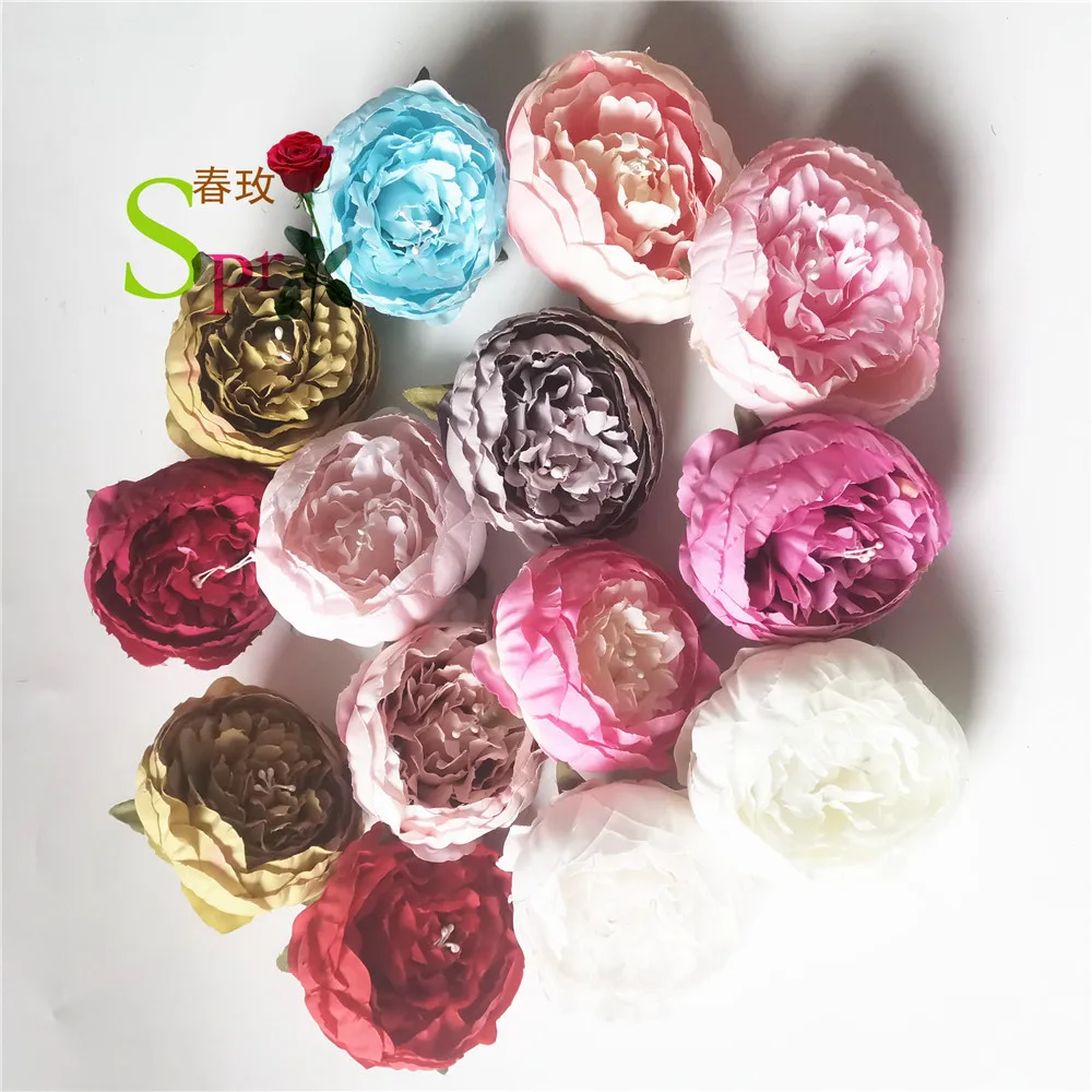 SPR NEW 9cm Artificial Flowers Head Silk Rose Flower For Wedding Home Decoration Fake Flowers DIY Wreath Scrapbook Supp