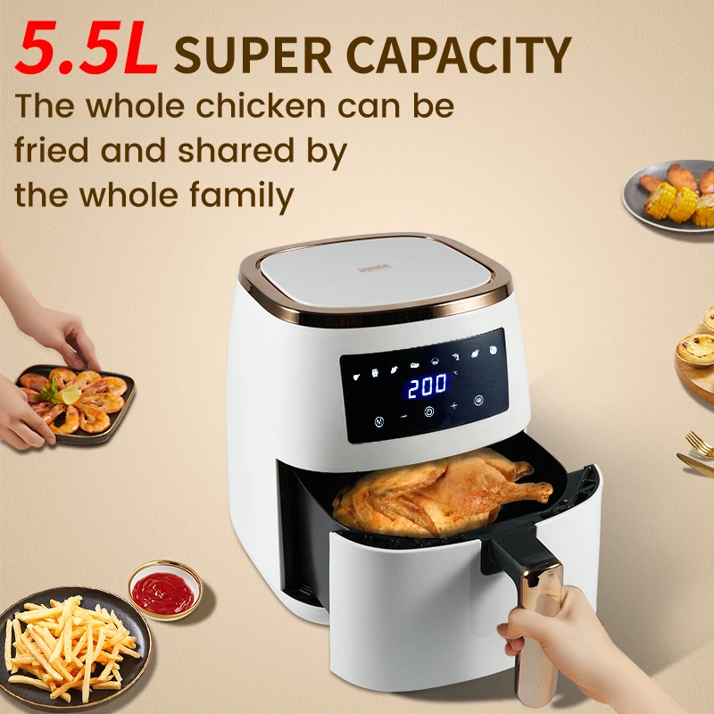 Multi-function Digital Touch Screen Automatic Electric 5.5L Air Fryer Without Oil Health Deep Fryer Oven Toaster Convection Oven