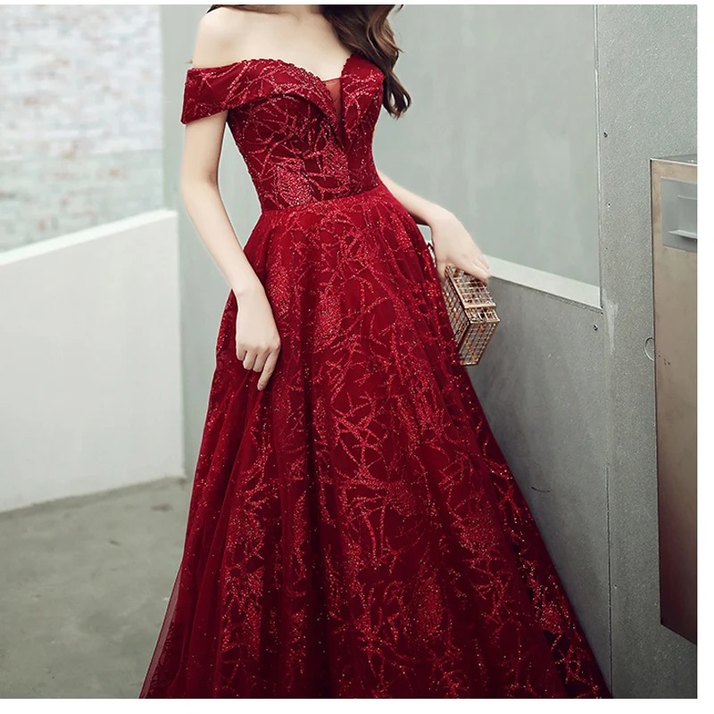 

Dark Red Ball Gown Wedding Dresses Shining Sequins Sweep Train Bridal Gowns Sexy Sheer