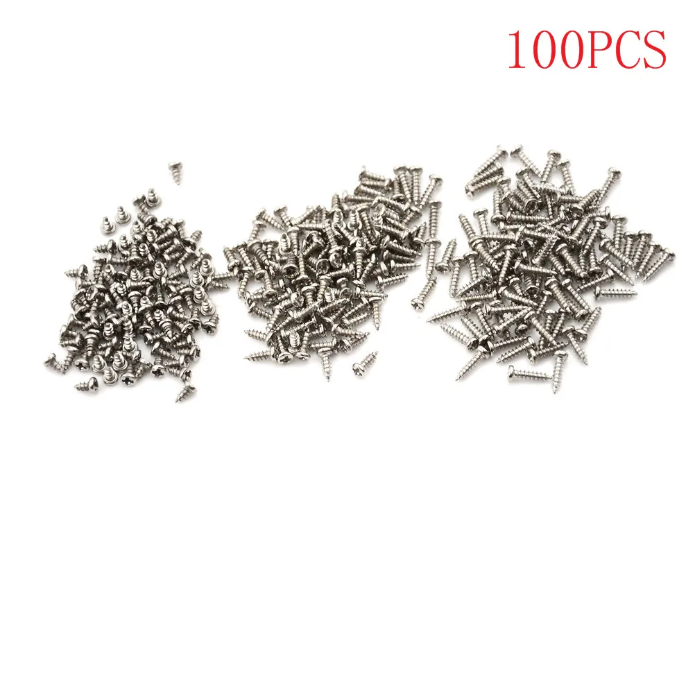 100pcs/lot Stainless Steel Self-tapping Screws  PM2.0  4mm/6mm/8mm Phillips Round Head Screws Nickel plated