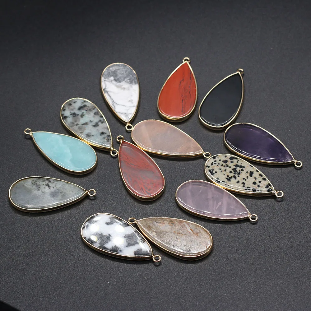 Natural Stone Water Drop Shape Amazonite Amethysts Pendant Stone Pendant DIY for Necklace or Jewelry Making Size 20x45mm