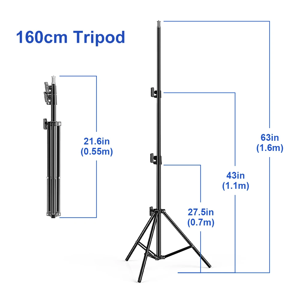 Aluminum Tripod Stand with 1/4 Screw Head for Photography Lighting Softbox Camera Smartphone Ring Light Stand Tripode 1.1/1.6/2M
