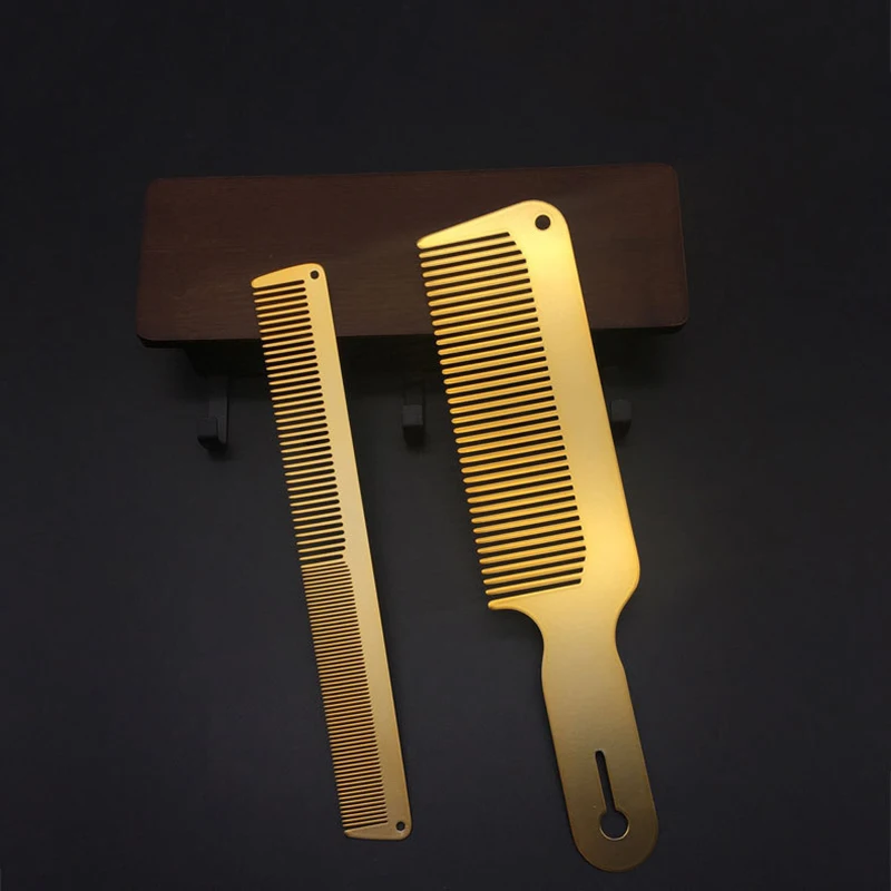 Men Hairstyle Comb Titanium Steel Metal Hairdressing Cutting Comb Thin Flat Top Clipper Over Comb Haircut Tools For Hairdresser