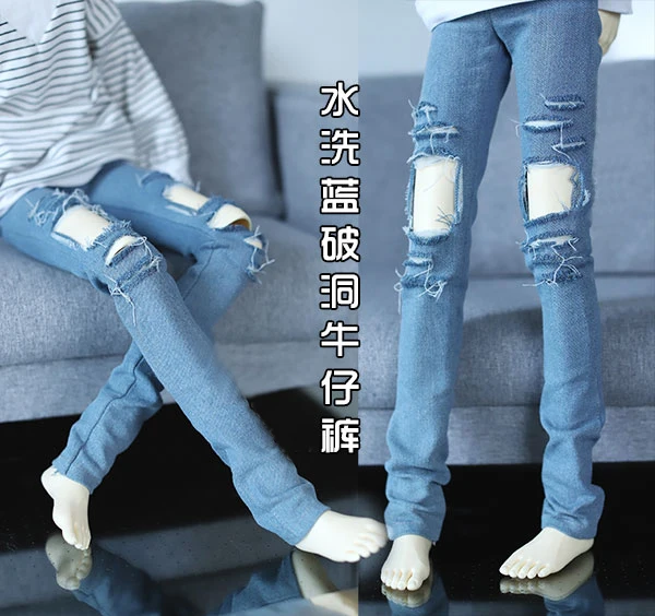 

BJD doll pants Washed blue jeans with holes pants for 1/3 BJD SD13 SD17 Uncle SSDF doll size pants doll accessories