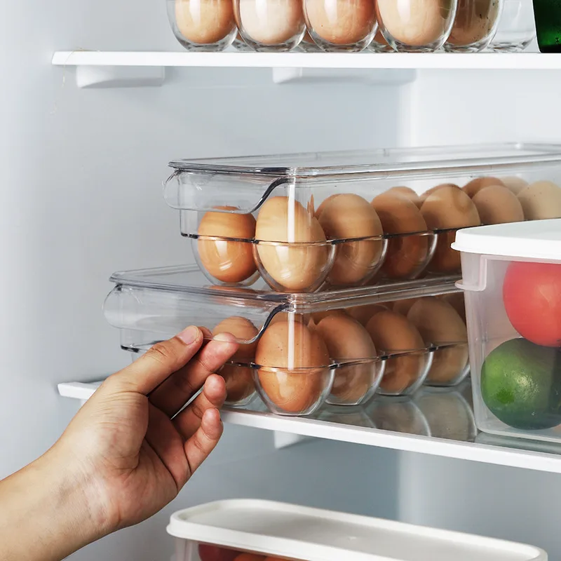 12/14/21 Grids Egg Storage Box Egg Tray Containers Kitchen Refrigerator Eggs Transparent Dispenser Airtight Fresh Preservation