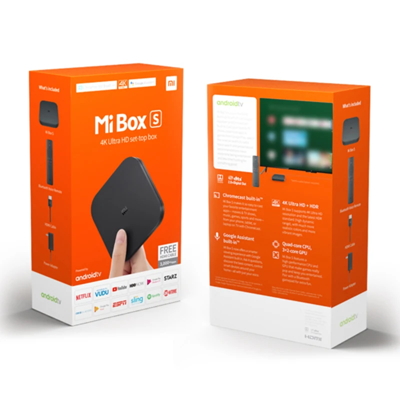 Global Version Xiaomi Mi TV Box S 4K Ultra HD Android TV 9.0 HDR 2GB 8GB WiFi DTS Multi Language Smart Mi Box S Media Player 6