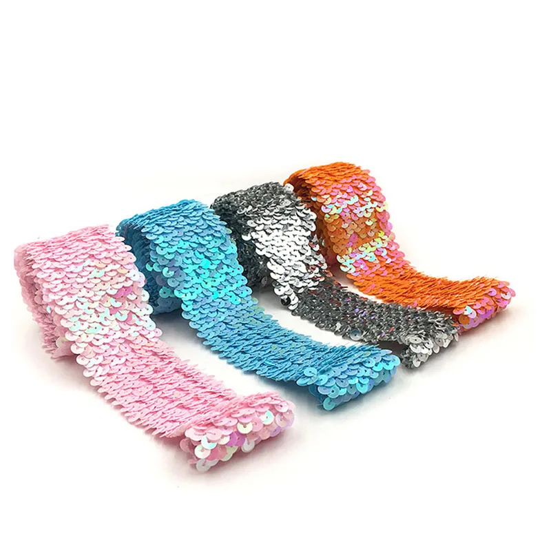 10yard Elastic Sequins Bead Lace Fabric Strap Dance Dress Accessories 4.8cm Wedding Decoration For Home Sewing Trim Skirt Pillow