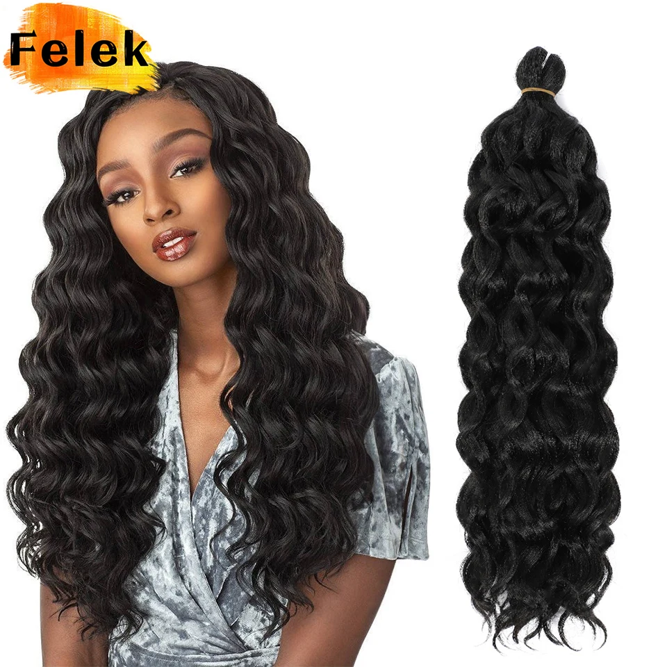 Extensiones de cabello trenzado Ocean Wave para mujer, trenzas de ganchillo, cabello sintético Afro Curl, ombré, rizado, Rubio, rosa, 24 pulgadas