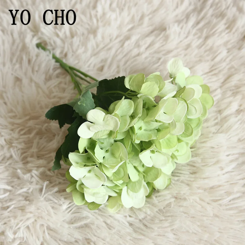 YO CHO Silk Hydrangea Artificial Flower Fake Hydrangea Simulation Flower Blue DIY Bouquet Wedding Table Home Party Decorations