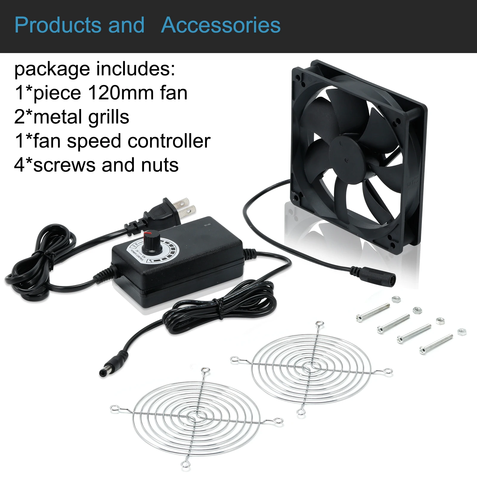 Imagem -06 - Ventilador de Computador com Controlador de Velocidade Plugue ac Cabo de Alimentação 120 v 110v para dc 3v12v 2a Roteador de Exaustão Plantas Faixa de Crescimento