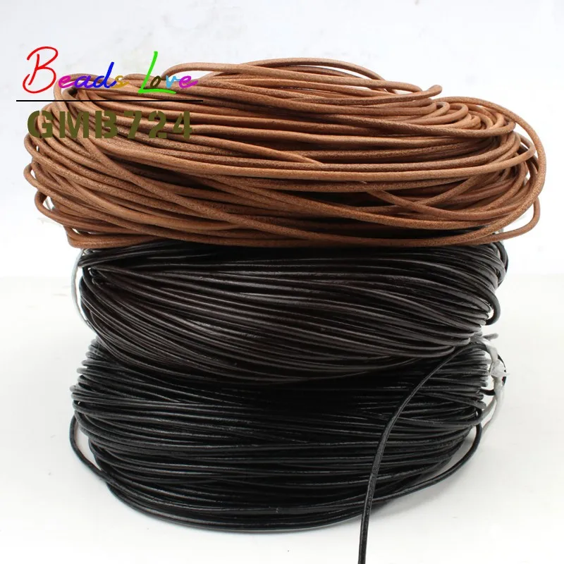 

1/1.5/2/3mm 5M Real Genuine Leather Cords Round Rope String For Handmade DIY Bracelet Necklace Jewelry Making Craft Accessories