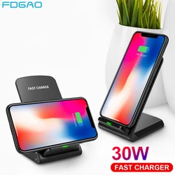 FDGAO 30W Wireless Charger For iPhone 15 14 13 12 Pro Max 11 XS XR X 8 Samsung S23 S22 Type USB C Induction Fast Charging Stand