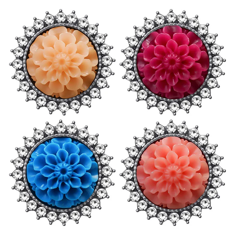 KZ3510 New Beauty 20MM Crystal Flowers Daisy Colorful snap buttons fit DIY 18MM snap bracelet snap jewelry Valentine\'s Day Gift