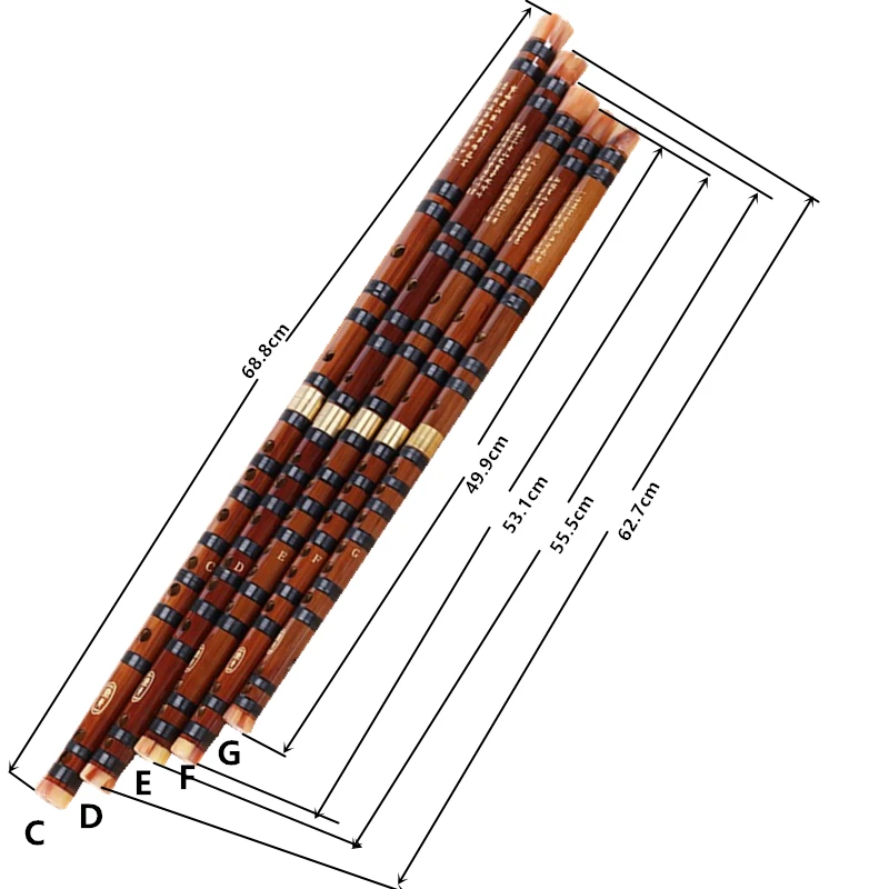 Magas légnyomású levegő minőségű Bambusz Fuvola professzionális Fa Zenés Műszerek C D E Láb G kulcs chinesa dizi Rézsútos flauta 5 színek Új