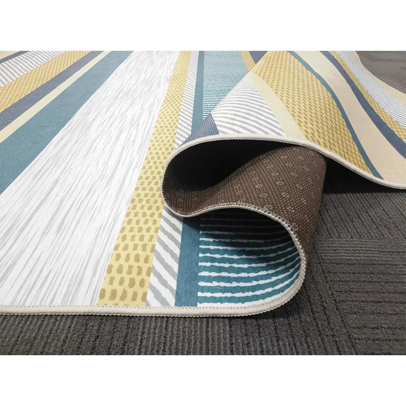 Bubble Kiss Modern Yellow Plaid Striped Pattern Carpet Non-Slip Area Rug For Living Room Home Customized Bedroom Decor Mat