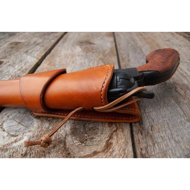 Western Gunfighter Holster Rig For Single Action Revolver Leather Pistol Gun Holder Belt Bag Steampunk Drop Loop Cowboy Larp Kit