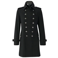 WWII WW2 German Army Overcoat Winter Men's Germany General Officer Woolen Coat Woolen Cloth Mid-length Double-breasted Long Robe