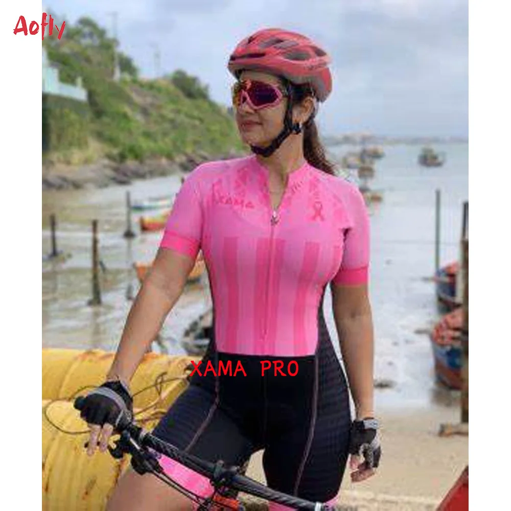 

2022 XAMA Pro Women's Triathlon Suit Clothes Cycling Skinsuit Sets Jumpsuit Kits Macaquinho Ciclismo Feminino GEL Maillot Mujer