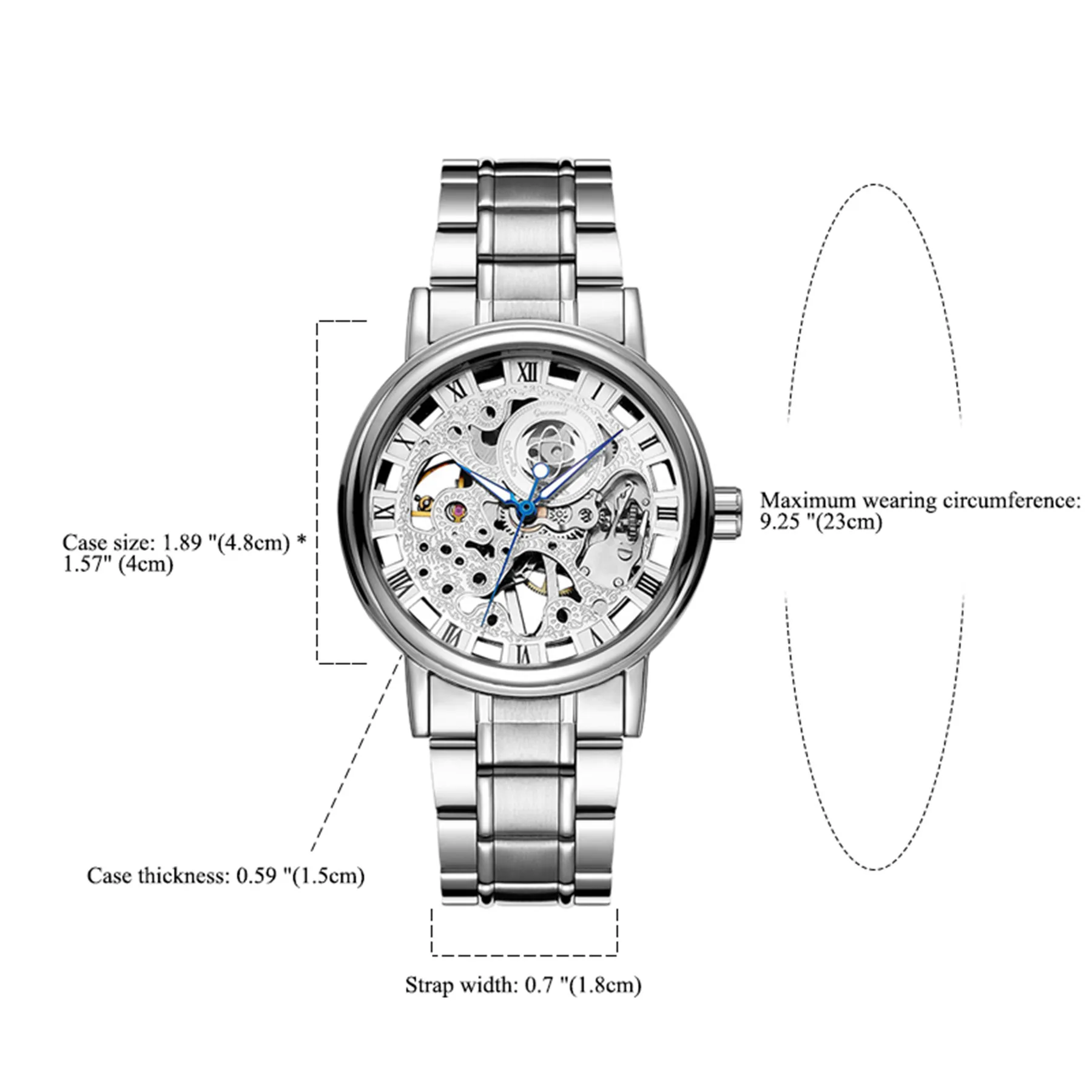 Lancardo Fashion Watch Men Business Bar Scale Stainless Steel Mechanical Wrist Watch Luminous Gear Movement Masculino Relogio