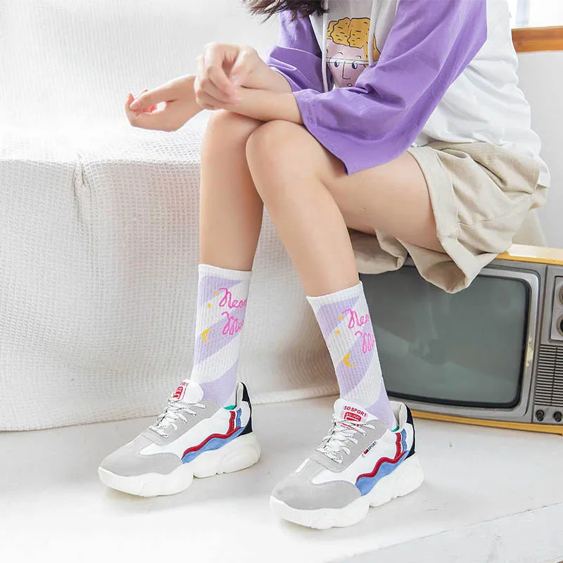 Korean style fashion Harajuku street hip hop socks unisex Funny Men Socks happy skateboard flame Women socks