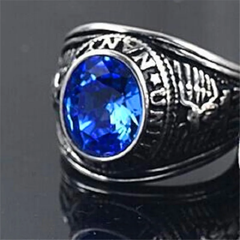 Men's Siam Red Blue Black United States Military Silver color Stainless Steel Ring