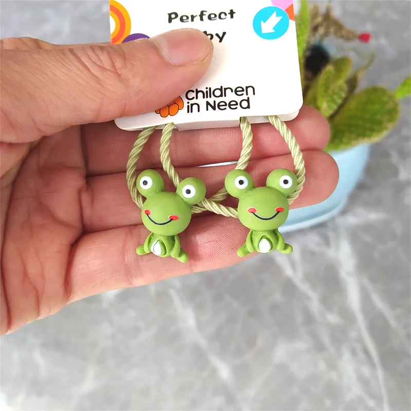 2PCS New Cute Frog Sunflower Cartoon Princess Headwear Kids Elastic Hair Bands Children Ropes Girls Accessories Baby Headdress