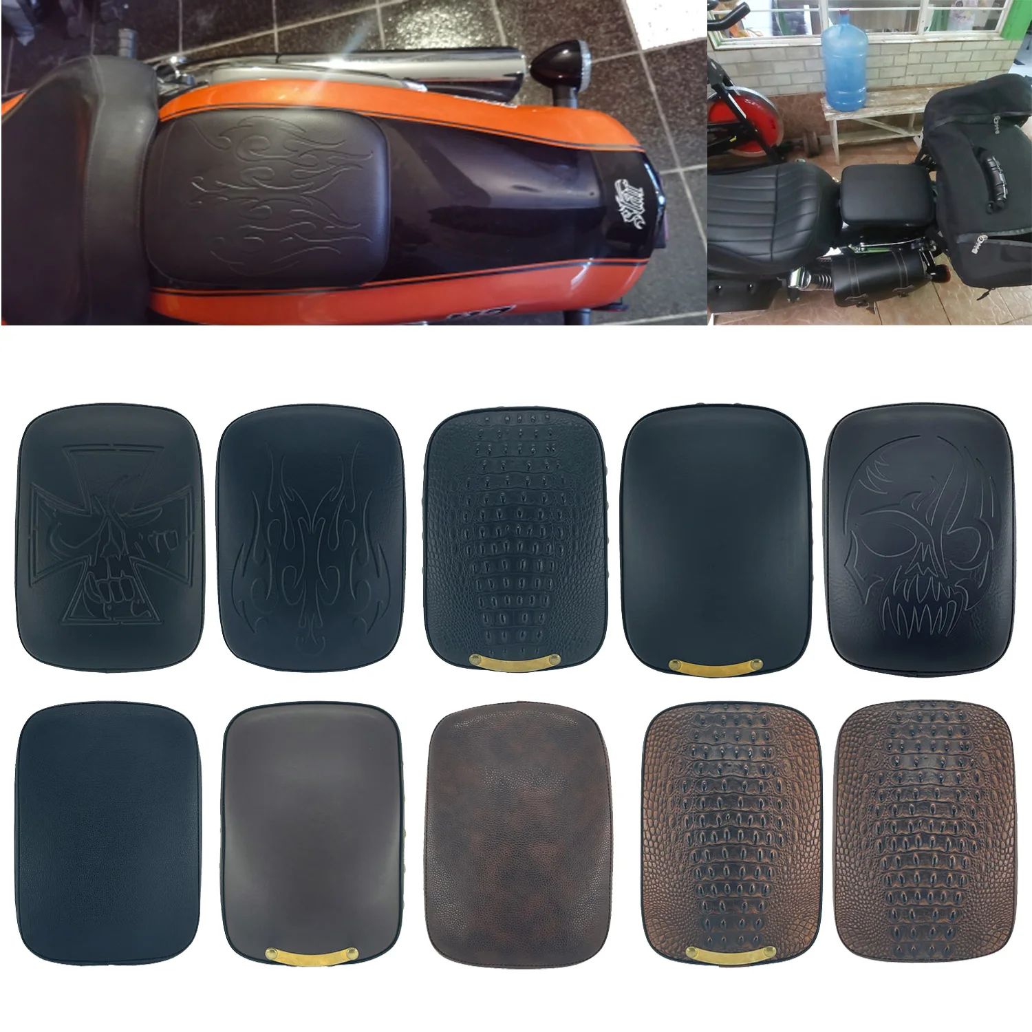 Asiento trasero de 8 ventosas para motocicleta Harley Touring Softail Dyna Sportster XL 883 1200 Chopper personalizado