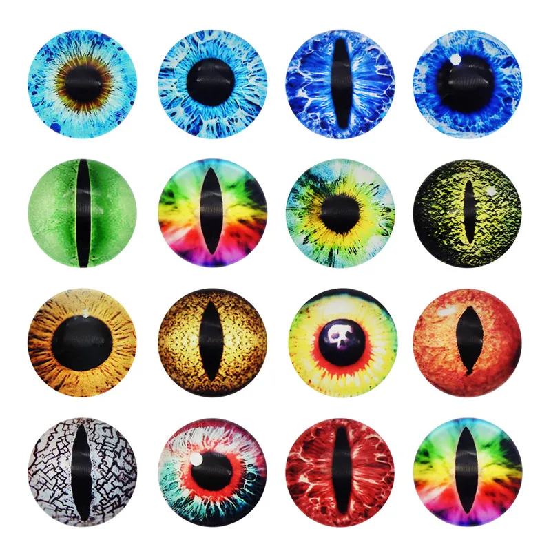 Julie Wang 6-30mm In Pairs Glass Cabochons Mixed Round Dragon Cat Animal Doll Eyes Flat Back Jewelry Making Accessory