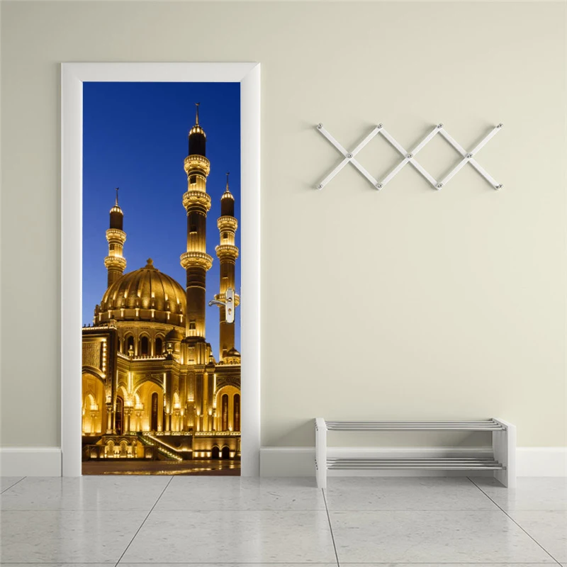 

Self-adhesive architectural art door sticker home decoration door cover wall sticker mural porch wallpaper poster