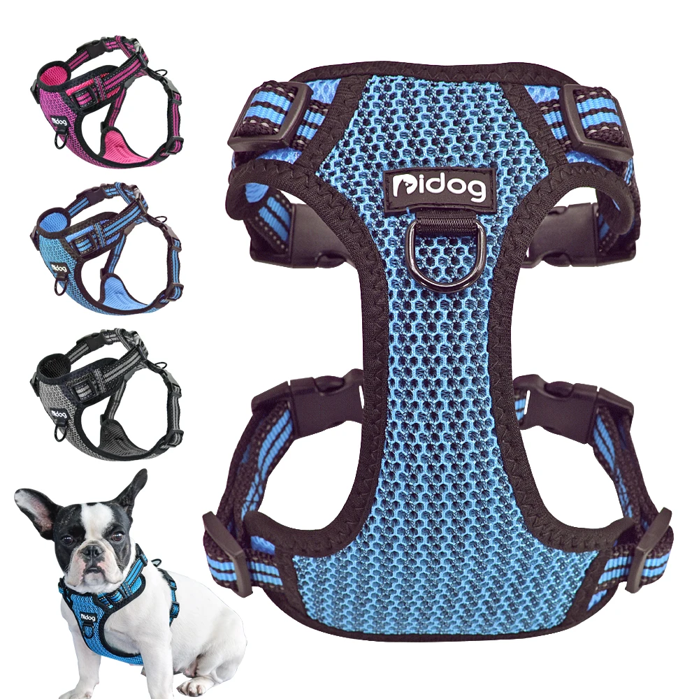 

Nylon Dog Harness Reflective Bull Dog Harness Step In No Pull Pet Pug Harnesses Adjustable for Small Medium Dogs Pitbull Puppy